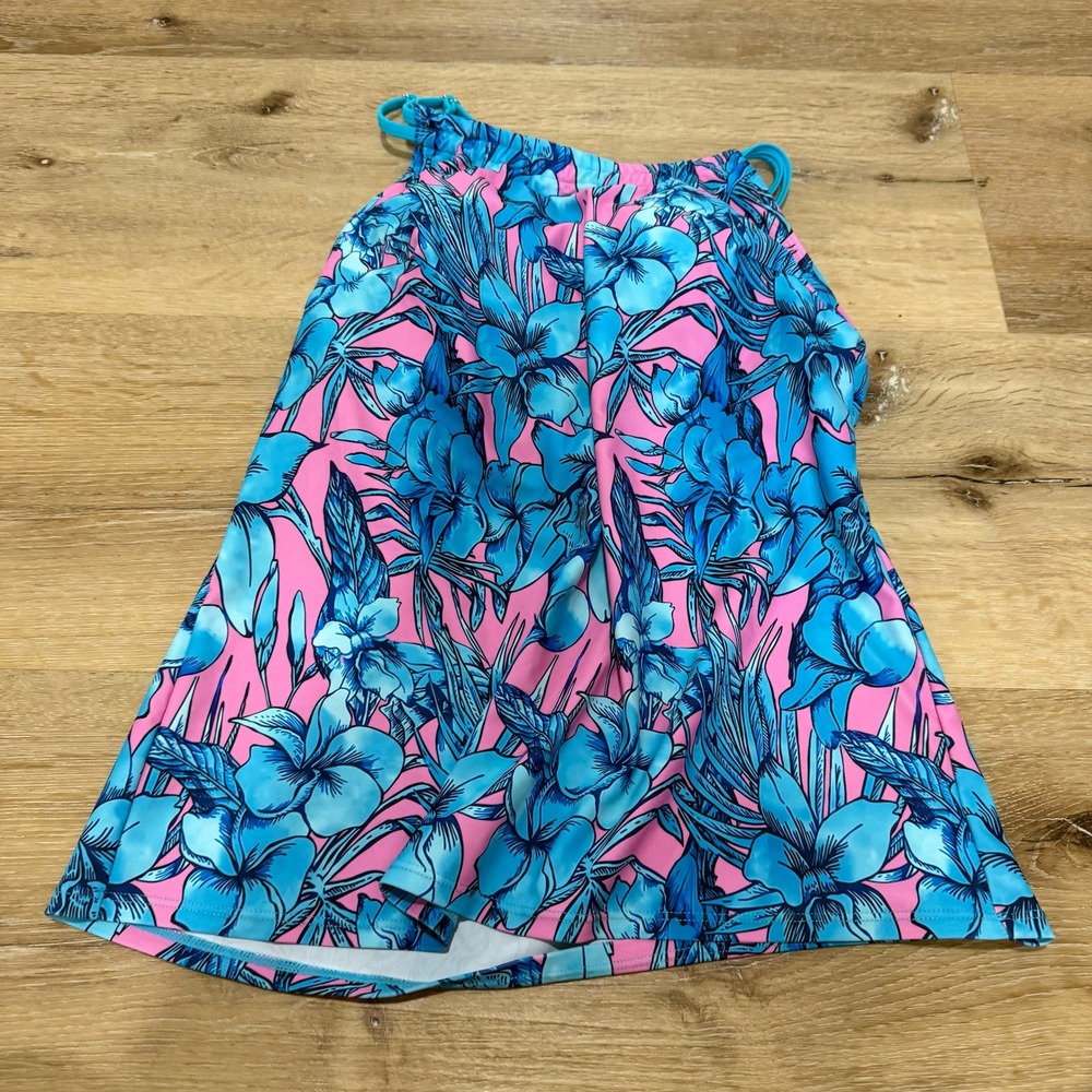 Rotita Women Blue Pink Floral Tropical Tankini Swim Top Size M